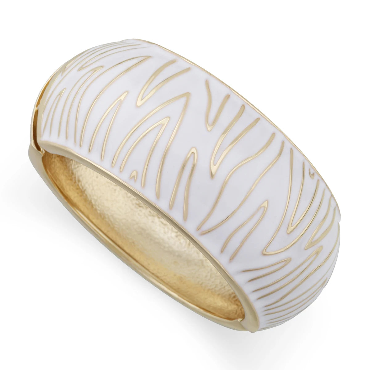 New Arrival Golden Plated Zebra-Print Shape Round Bangle Cuff Bracelet for Women Party Prom Wedding Gift Jewelry 2 Colors