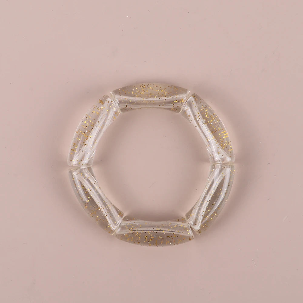 Trendy Resin Geometric Beaded Bracelets on Hand Acrylic Bamboo Tube Bangles Bracelets For Women Fashion Jewelry Valentines Gift