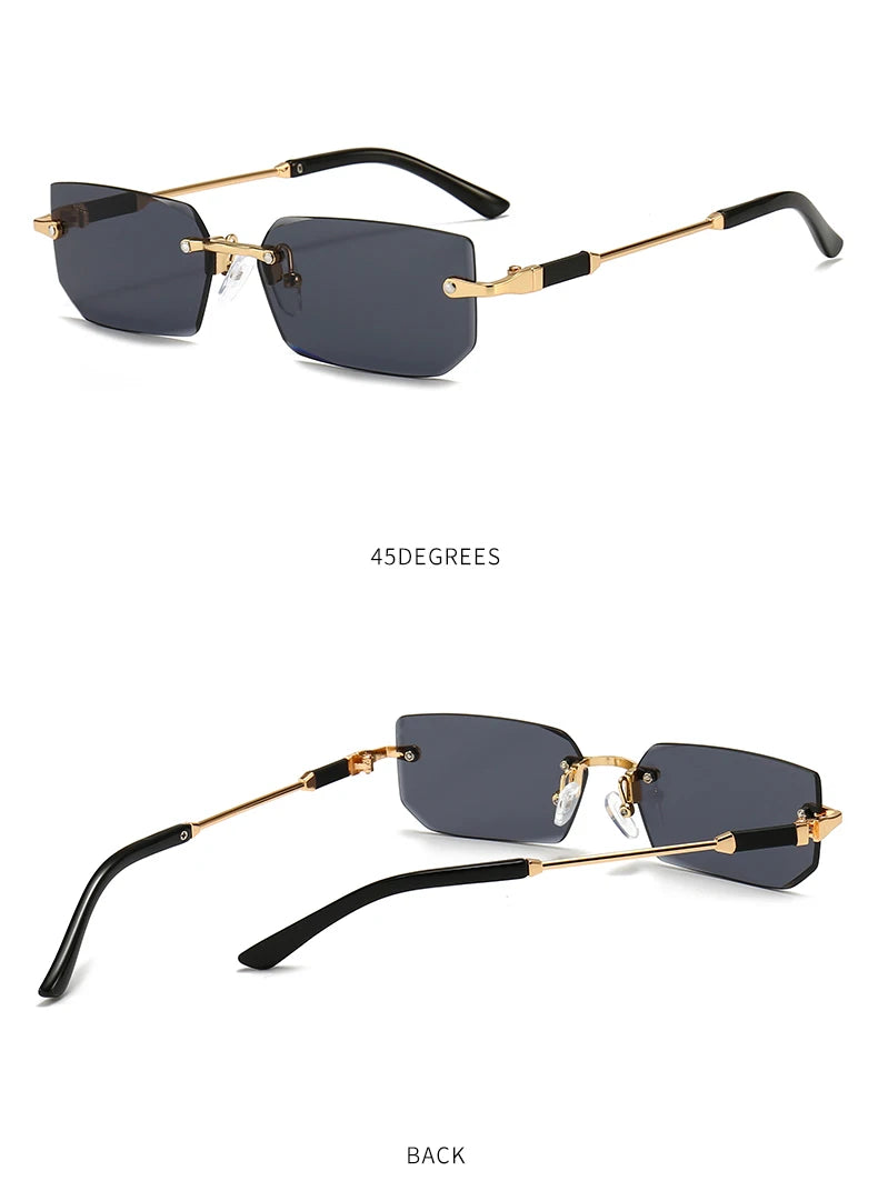 6pcs/Set Fashion Rectangle Rimless Women Sunglasses Trendy Small Square Sun Glasses For Female Outdoor Accessory Shades Eyewear