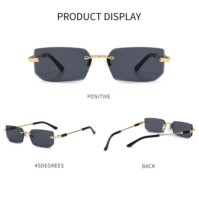 6pcs/Set Fashion Rectangle Rimless Women Sunglasses Trendy Small Square Sun Glasses For Female Outdoor Accessory Shades Eyewear