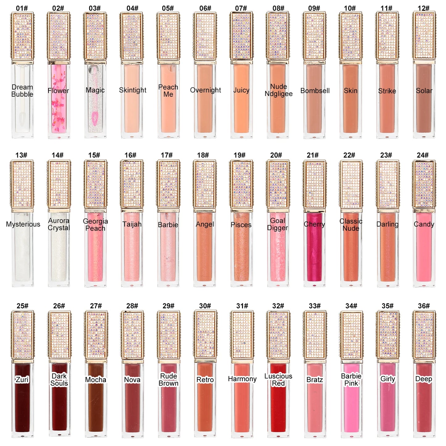 Lip Gloss Private Label Diamond Tube Glitter Shiny Cosmetics Makeup Lipgloss Base Gel Vegan Liquid Lipsticks Wholesale Bulk