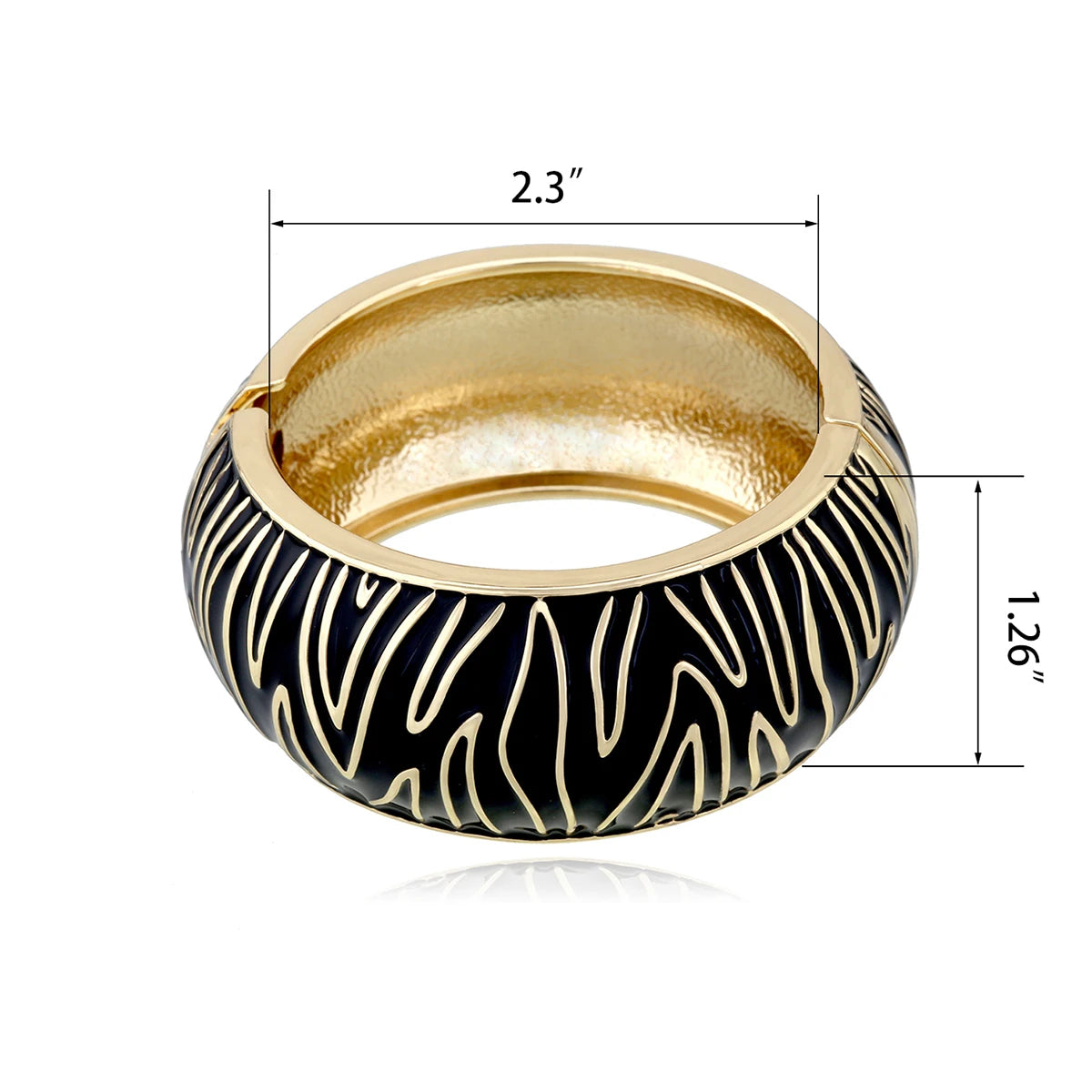 New Arrival Golden Plated Zebra-Print Shape Round Bangle Cuff Bracelet for Women Party Prom Wedding Gift Jewelry 2 Colors