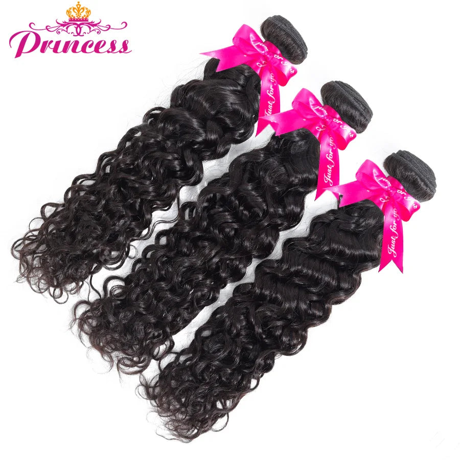 Beautiful Princess Water Wave Bundles With Frontal Closure 13x4 Lace Frontal Closure With Bundles Remy Brazilian Hair Weave