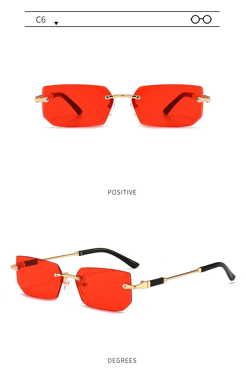 6pcs/Set Fashion Rectangle Rimless Women Sunglasses Trendy Small Square Sun Glasses For Female Outdoor Accessory Shades Eyewear