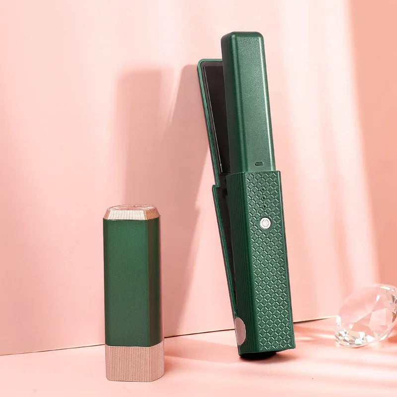FCJ Mini Cordless USB Hair Straightener & Curler Portable 3 Constant Temperature Flat Iron Multi-Purpose Styling Tool