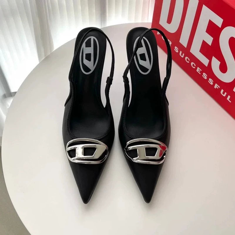 Silver High Heels 2025 New Arrival Classy Retro French Pointed Stiletto Heel Fashion Catwalk Denim Closed Toe Sandals for Women