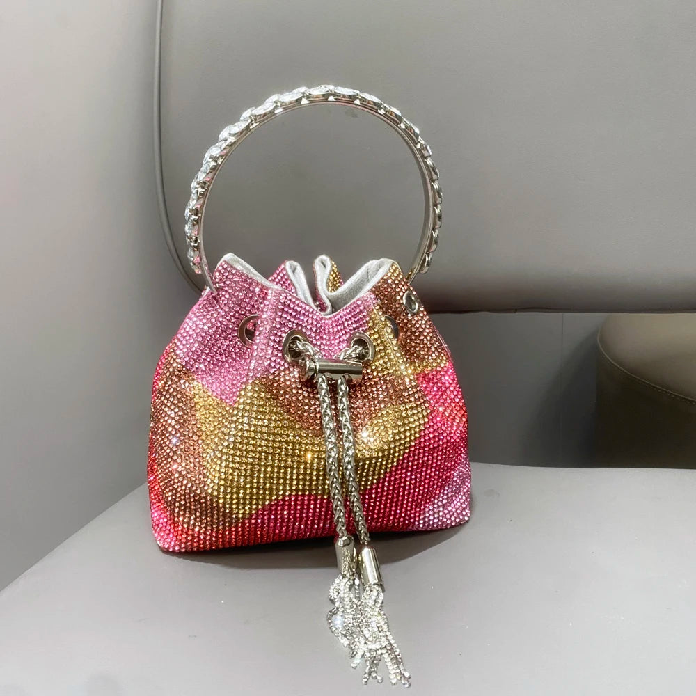 purses and handbags bags for women luxury Designer bucket clutch purse evening banquet bag Crystal rhinestone shoulder bags
