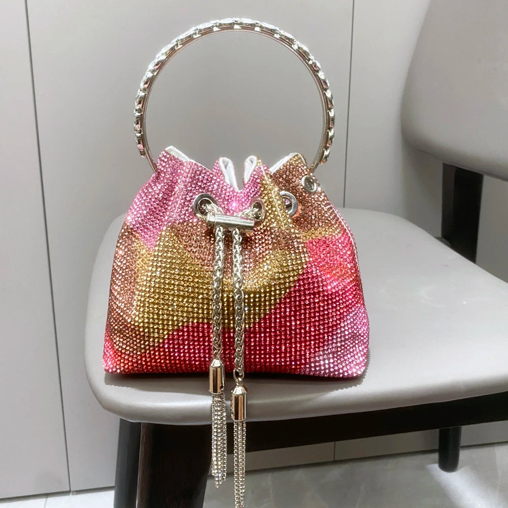 purses and handbags bags for women luxury Designer bucket clutch purse evening banquet bag Crystal rhinestone shoulder bags