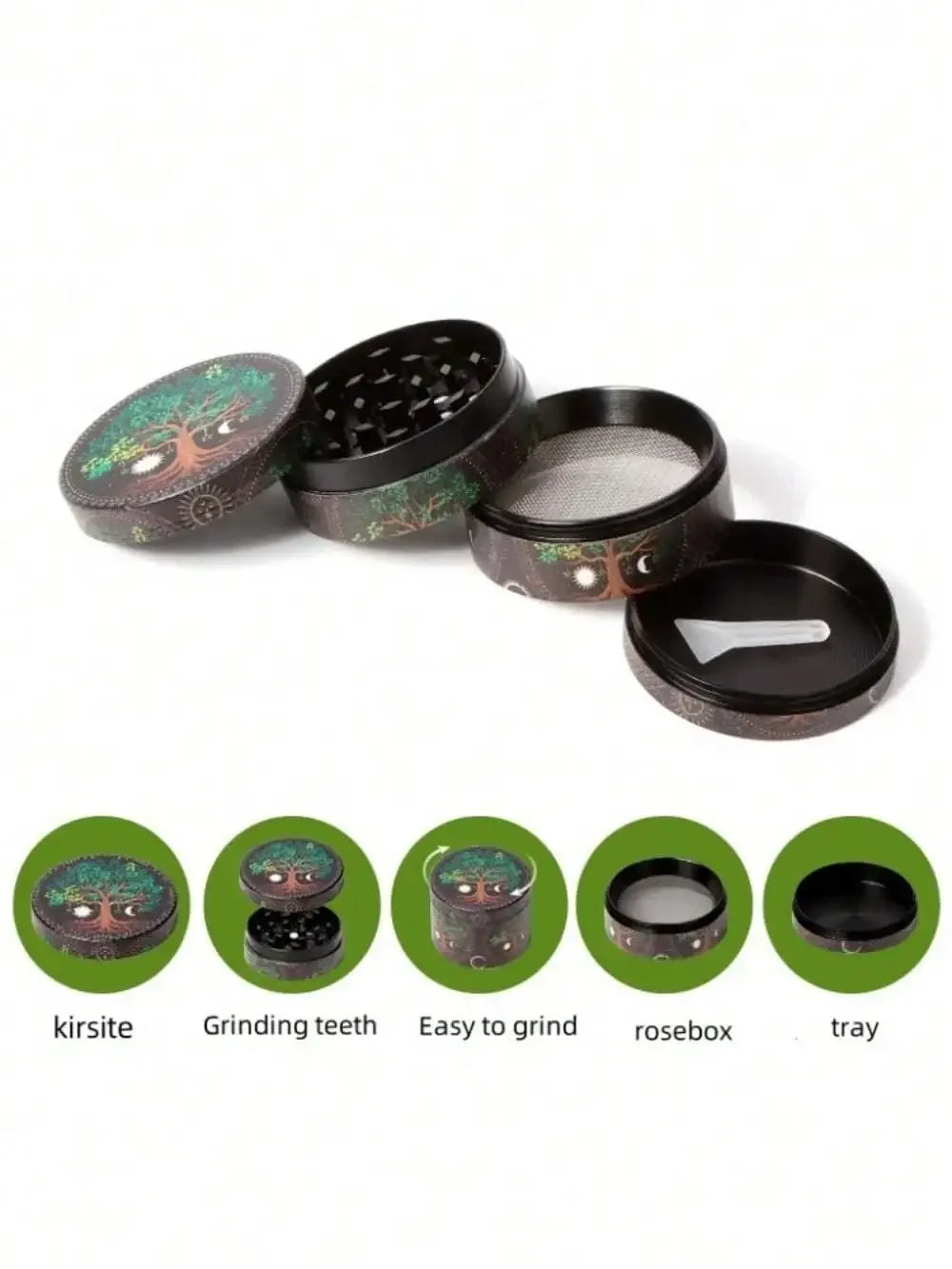 40/50mm Leopard Print Herb Grinder 4-layer Pepper Mill Salt Spice Mortar Metal Tobacco Grass Raw Grinder Smoking Kitchen Tool