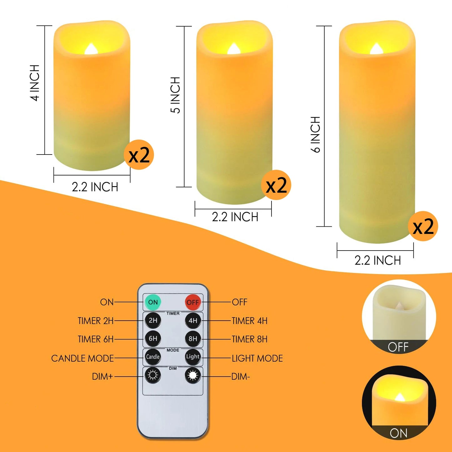 6-240Pcs LED Pillar Candles Flameless Battery Operated Candles Wedding Flickering Candle for Concert/Home Decor/Party Supplies