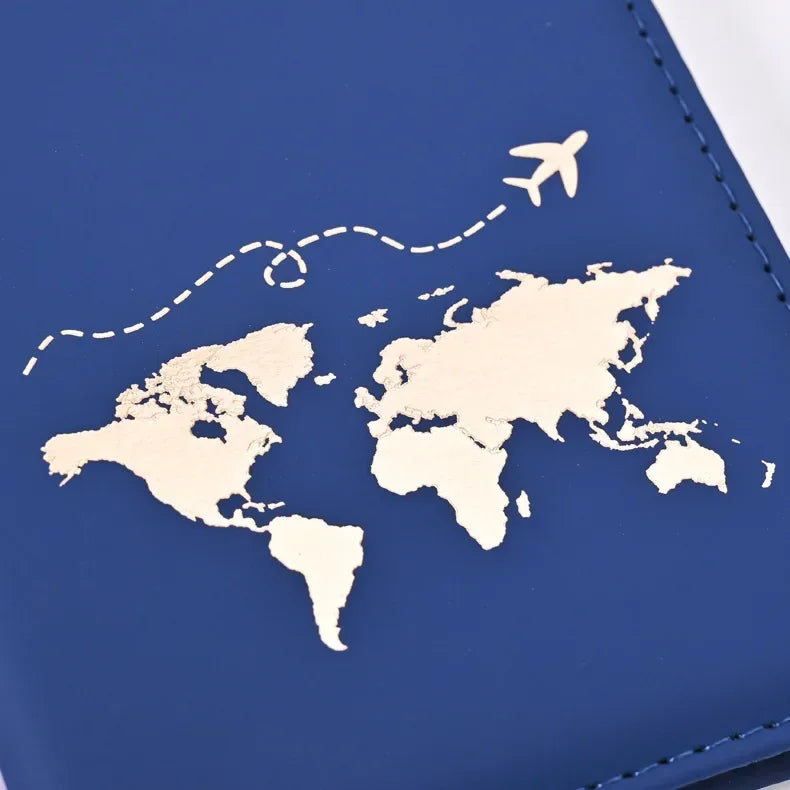 Travel Gold Passport Holder Cover Case for Women Men PU Leather Ticket Map Passport Covers Passport Protective Accessories