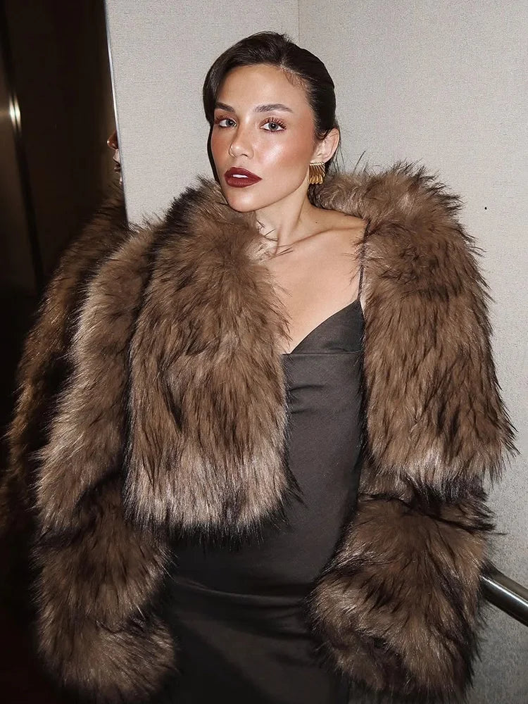 TARUXY Imitation Mink Fur Short Coat For Women Retro Niche Autumn Winter Two-wear Plush Jacket Loose High Street Faux Fur Coat
