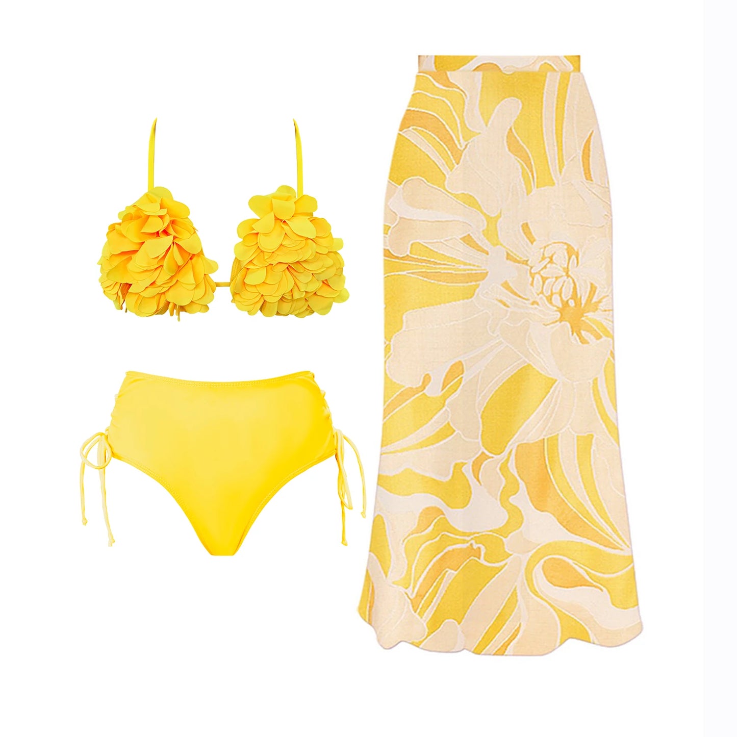 Flower Bikini Set With Skirt Luxury Designer Swimsuit Women Sexy Swimwear High Waist Biquini Desire Bodysuit Bathsuit Beachwear
