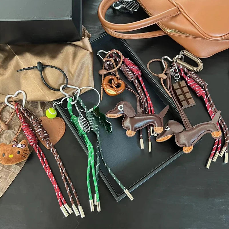 Braided Rope Bag Pendant High-grade Keychain Pendant Ruth's Same Style Dachshund Pendant Suitable For Phone Bag Accessories