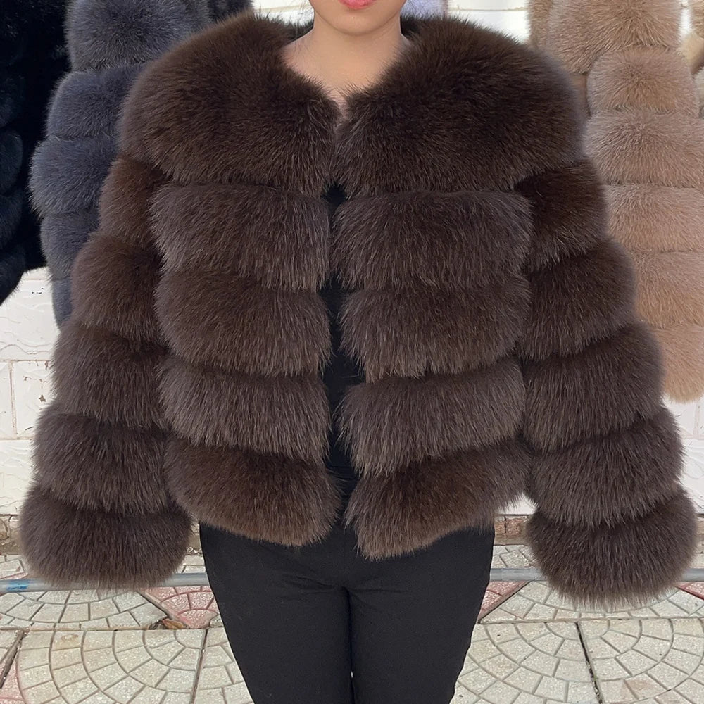 QUEENTINA Fox Fur Coat Real Winter Women'S New Fashion Furry 2025 Leather And Skin White Clothing Natural New In Coats & Jackets