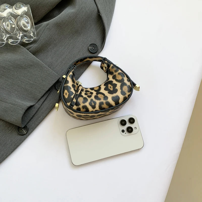 LEFTSIDE Mini Leopard PU Leather Crossbody Bags For Women 2024 Y2K Trend Female Korean Fashion Lady Shoulder Bag Lady Handbags