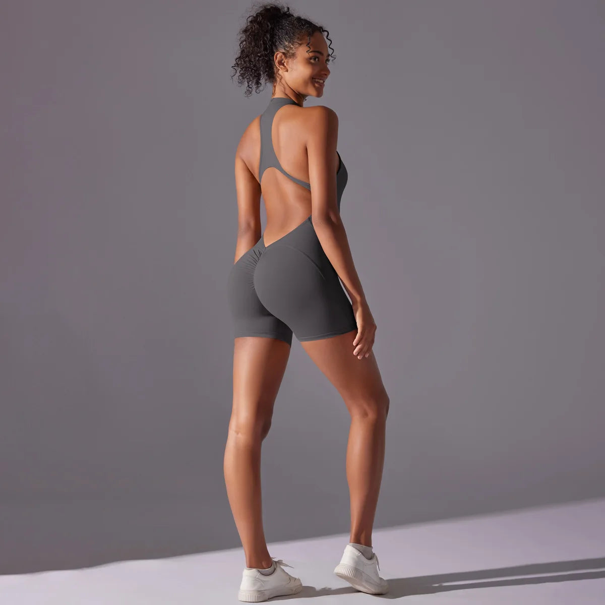 Customized LOGO High-intensity nude tight sports back onesie yoga running fitness clothes