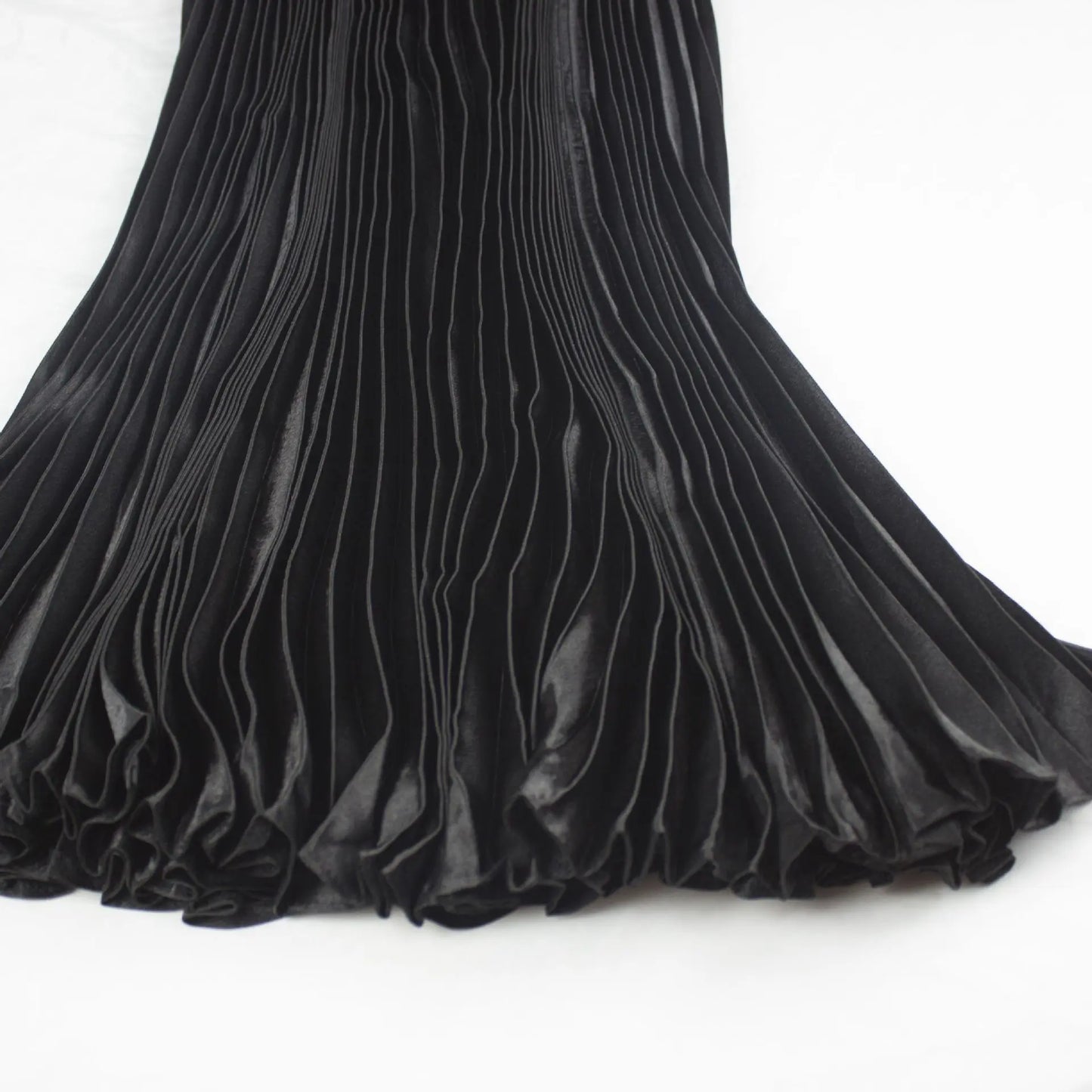 Women's Fashion Pleated Mermaid Long Skirt Korean Style Casual High Waist Satin Flowy Skirts Shiny 19 Colors 2024 Spring SK500