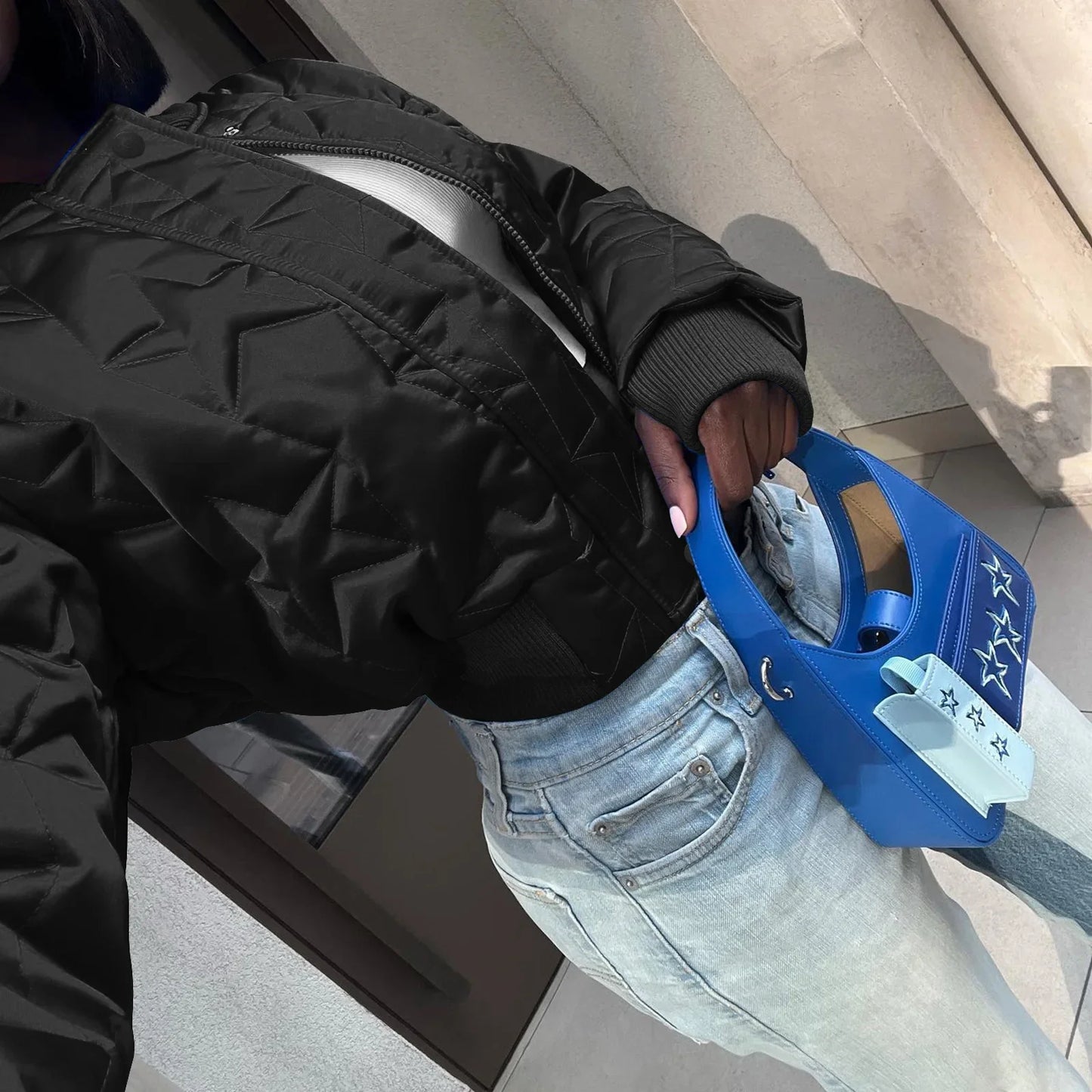 CM.YAYA Women Long Sleeve Star Zipper Fly Baseball Style Parkas Jackets 2023 Autumn Winter Keep Warm Outcoats Jacket