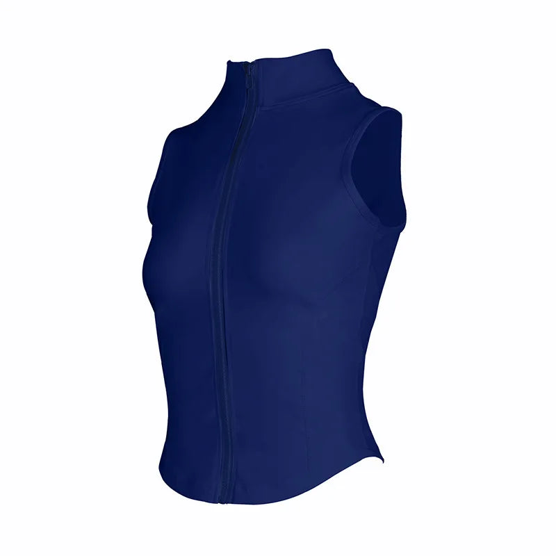 Customized LOGO Women's Outdoor Vest Yoga Suit Running Sports Riding Skinny Sleeveless Slim zipper Vest Tight Fitness Suit