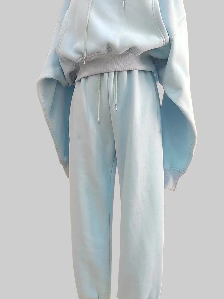 Casual New Fashion Hoodies Suit Women Winter Spring Solid Tracksuit Two Pieces Set Sports Pullover Sweatpants Sweatshirt Mujer