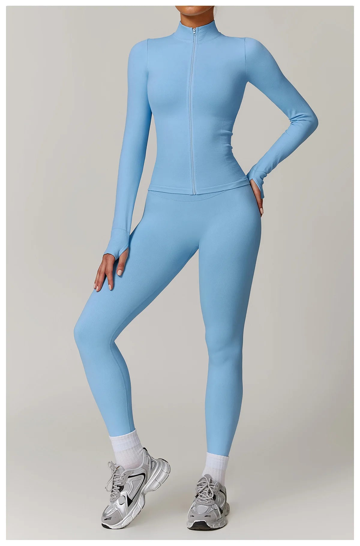 Customized LOGO women's seamless stand-up collar zipper yoga clothes jacket windproof slim top sports running jacket jacket