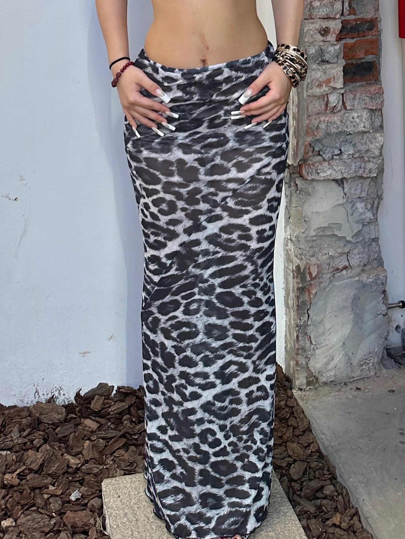 Dulzura Sexy Elegant Skirt Leopard Printed Maxi Women Skirts 2024 Lady Y2K Clothes Office Club Party Casual Streetwear Wholesale