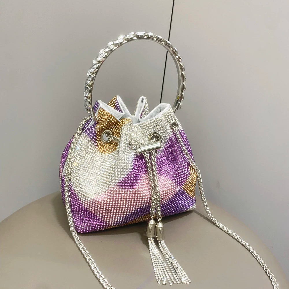 purses and handbags bags for women luxury Designer bucket clutch purse evening banquet bag Crystal rhinestone shoulder bags