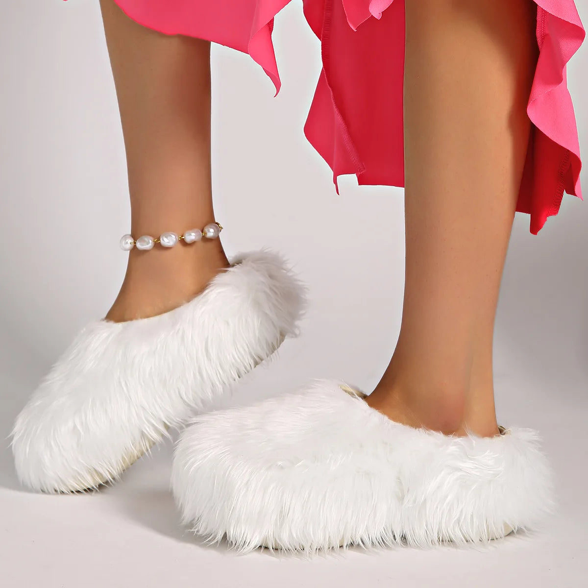 Modern Slippers Women's Faux Fur Adult Platform Mule Shoes Thick Sole Slides