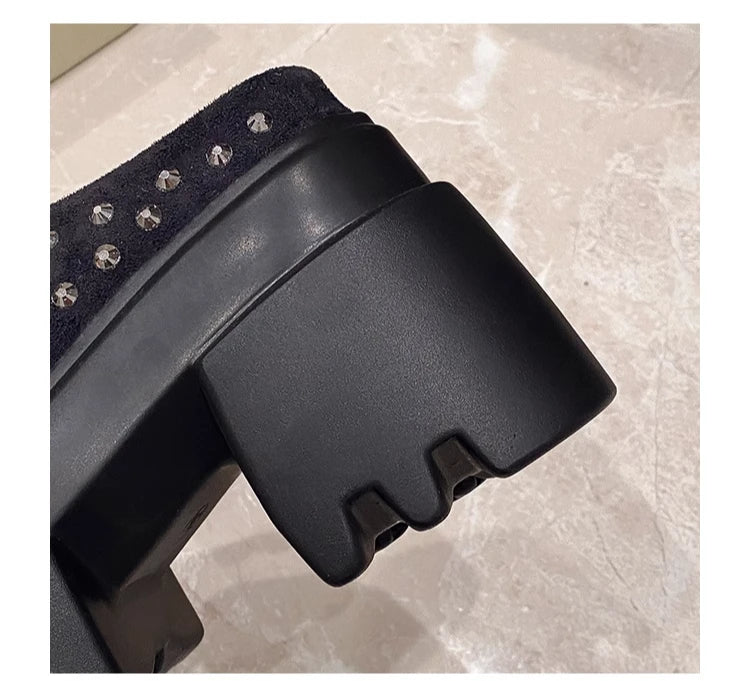 10CM New Rivet Platform Women Slippers Fashion Chunky High Heeled Sandals Comfort Roma Style Round Toe Slide Mule Shoes Summer