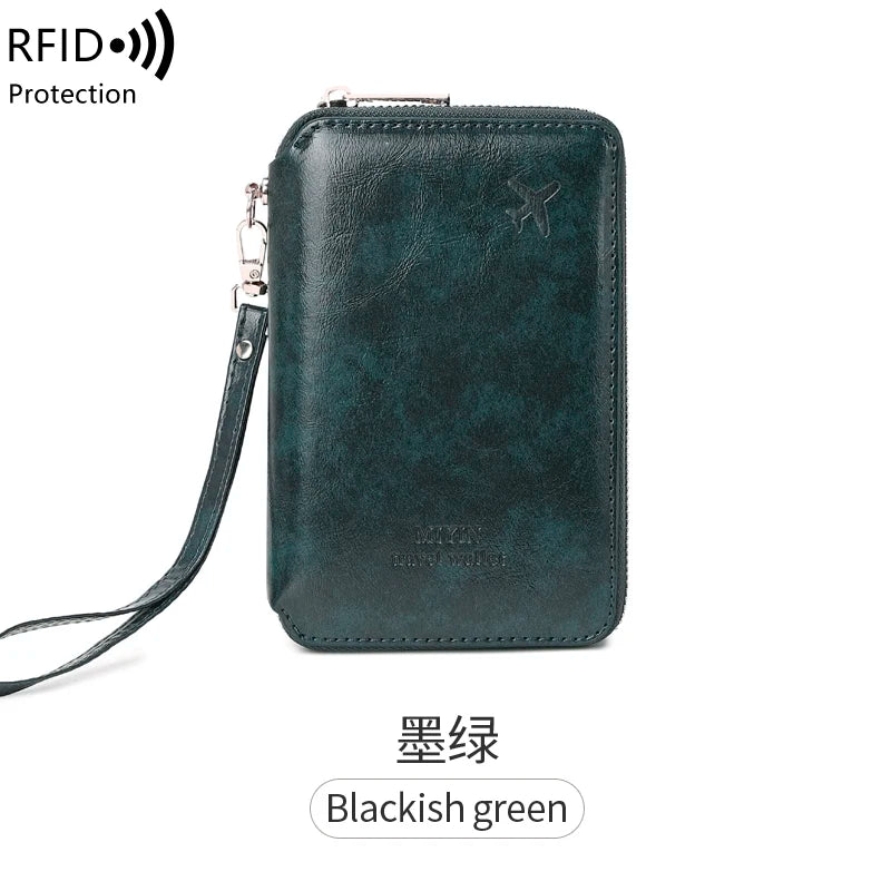 Minimalist and fashionable RFID passport holder multifunctional PU leather travel accessory passport holder wallet holder unisex