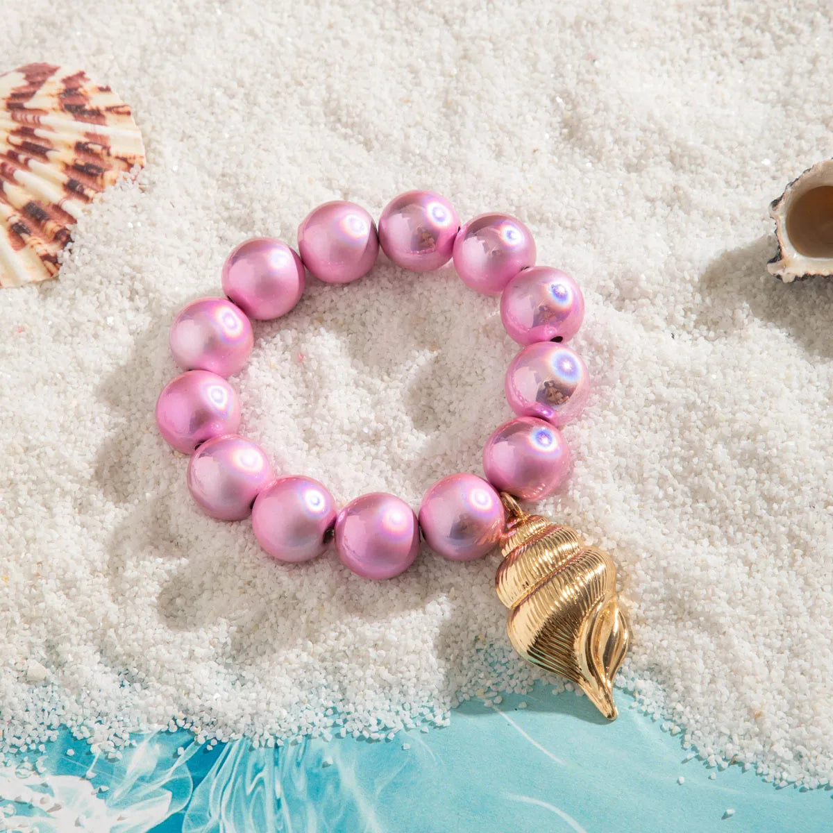 DIEZI Bohemian Multicolor CCB Beads Bracelets For Women Fashion Sweet Shell Starfish Conch Charm Bracelets Bangles Men Jewelry