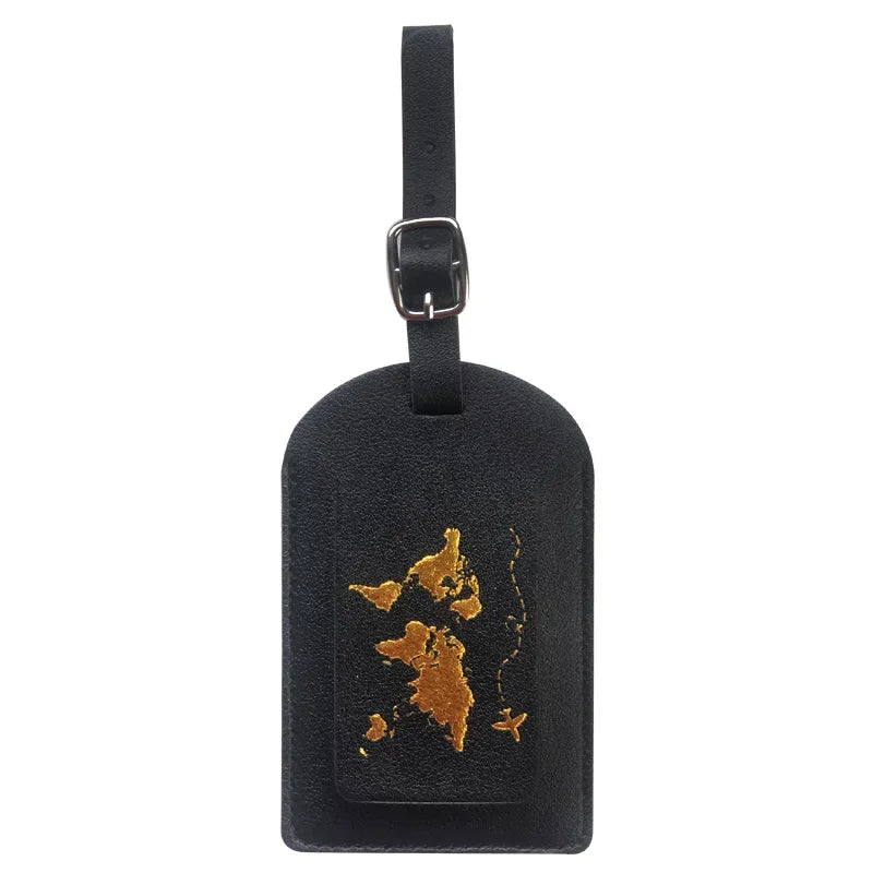 Men Women PU Leather Cute Luggage Tag Suitcase Address Label Baggage Boarding Bag Tag Name ID Address Holder Travel Accessorie