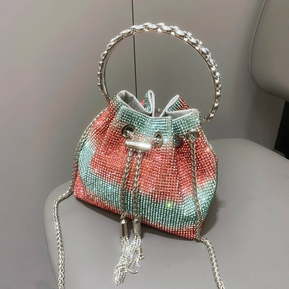 purses and handbags bags for women luxury Designer bucket clutch purse evening banquet bag Crystal rhinestone shoulder bags
