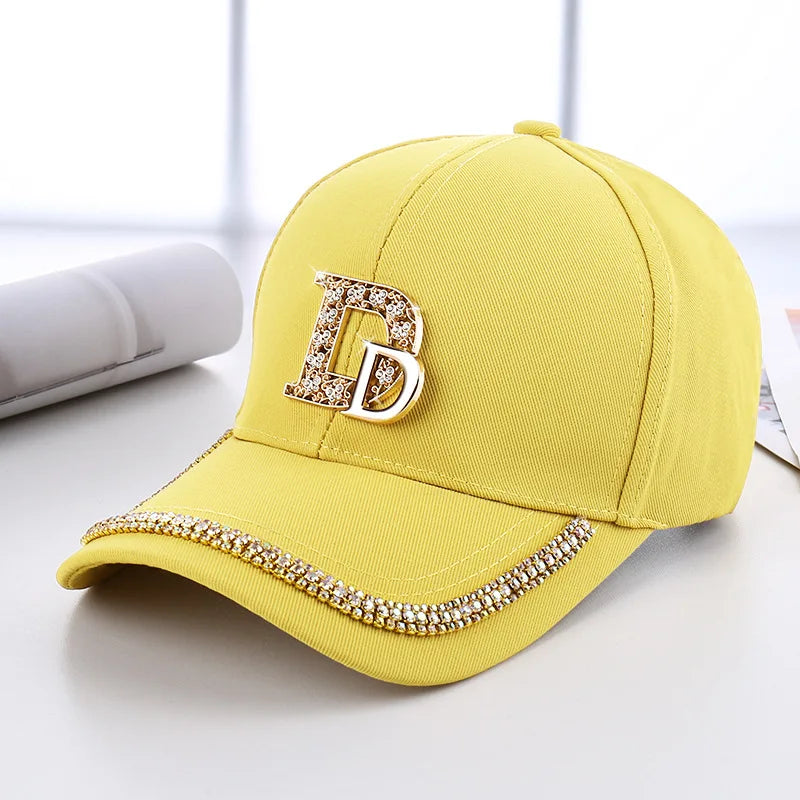 CNTANG 2024 Fashion Diamond D Letter Baseball Cap For Women Snapback Summer Outdoor Sun Protection Hat Autumn Casual Ladies Caps