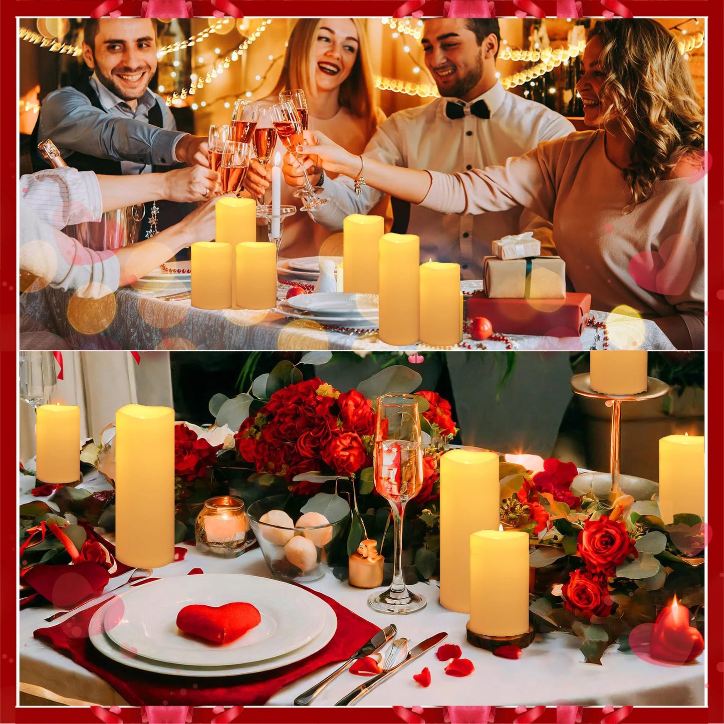 6-240Pcs LED Pillar Candles Flameless Battery Operated Candles Wedding Flickering Candle for Concert/Home Decor/Party Supplies