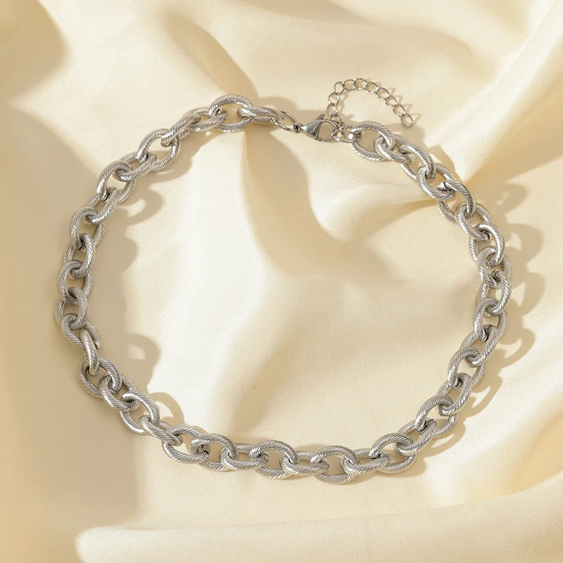 EILIECK 316L Stainless Steel Gold Silver Color Thick Chain Necklace For Women Fashion Cuban Neck Chain Waterproof Jewelry Gift