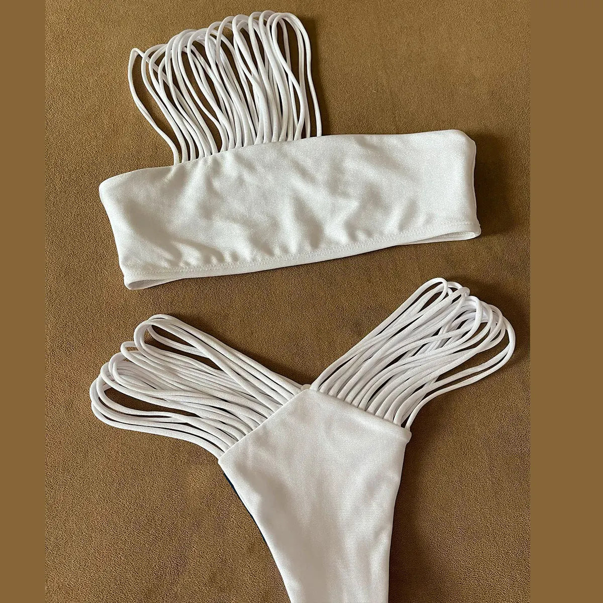 Two Pieces Bikini Set Crochet Swimsuit Women Sexy Swimwear Female Red Brazilian Biquini High Cut Bathing Suit Bodysuit Beachwear