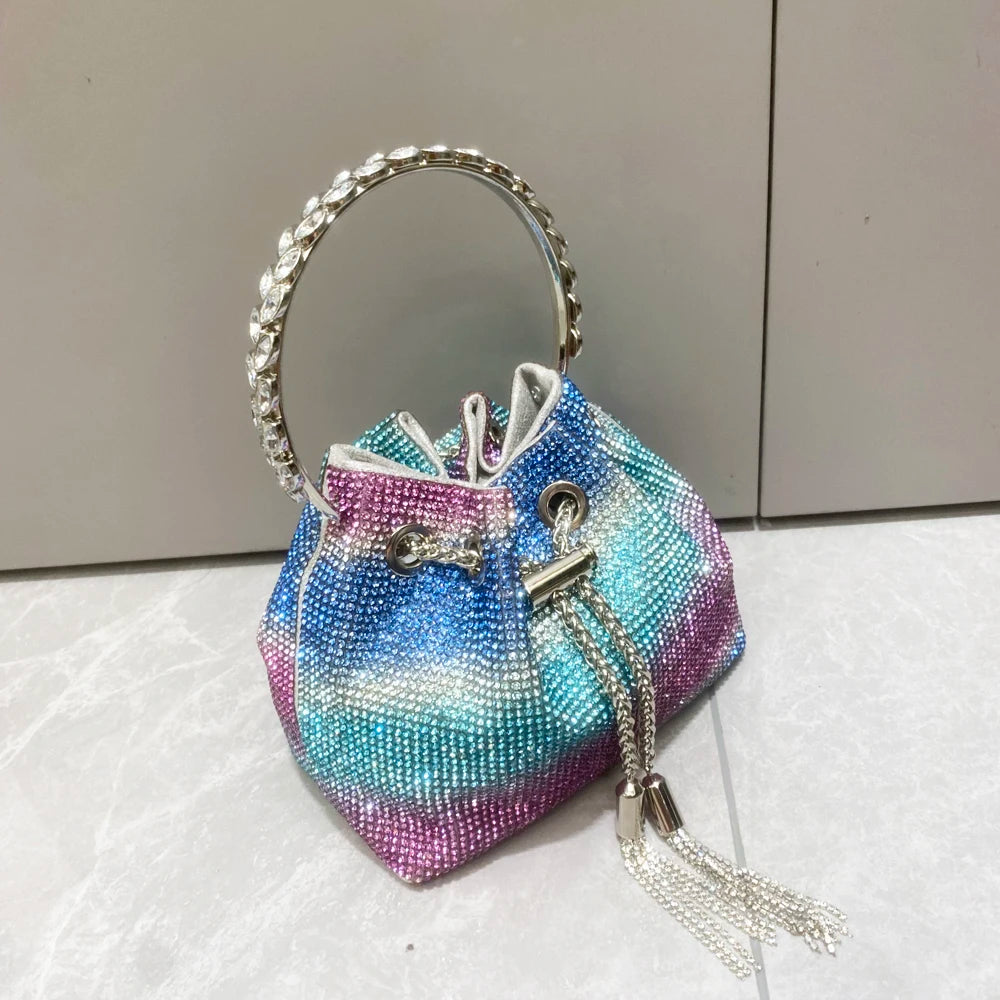 purses and handbags bags for women luxury Designer bucket clutch purse evening banquet bag Crystal rhinestone shoulder bags