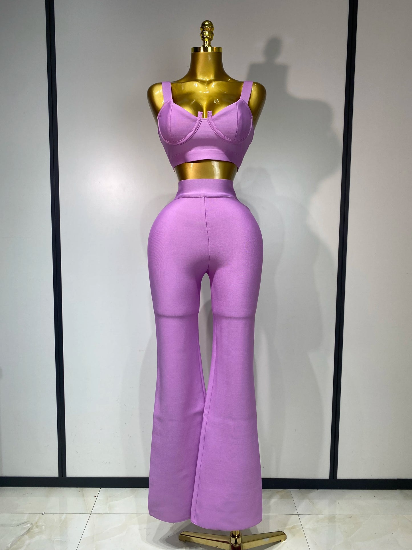 Women Sexy Bandage Crop Top Pant Set Evening Party Club Luxury Birthday High Street Fashion Elegant Luxury Birthday Outfit 