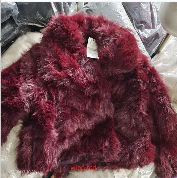 TRAFZA Female Vintage Artificial Fur Effect Coats Lapel Warm Plush Long Sleeves Hidden Buttons Autumn Winter Casual Outerwear