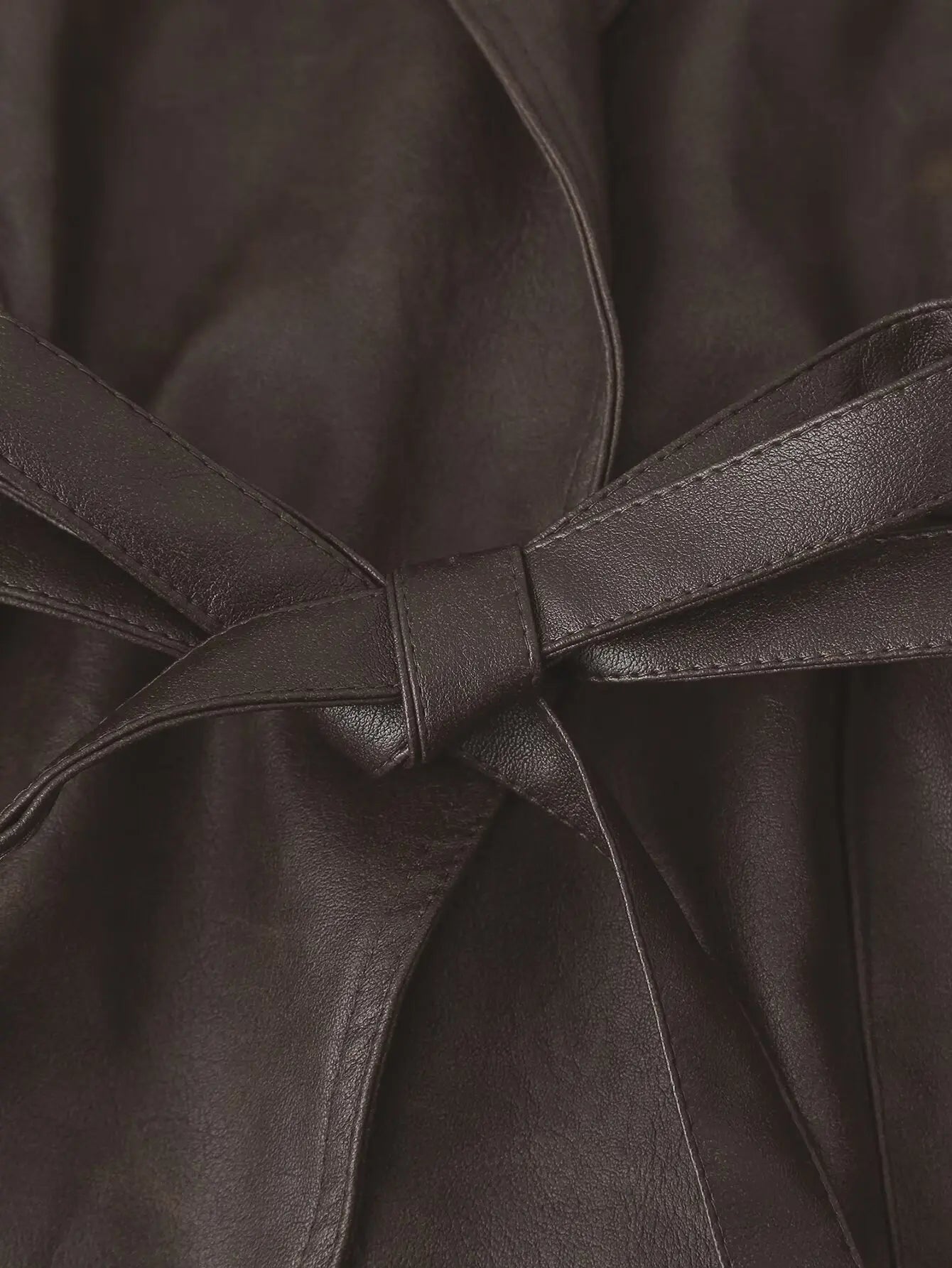 TRAFZA Spring Women Retro Brown PU Jackets Lace-up Single Button Coats Slim Sashes Jacket Fashion 2025 Female Casual Outwears