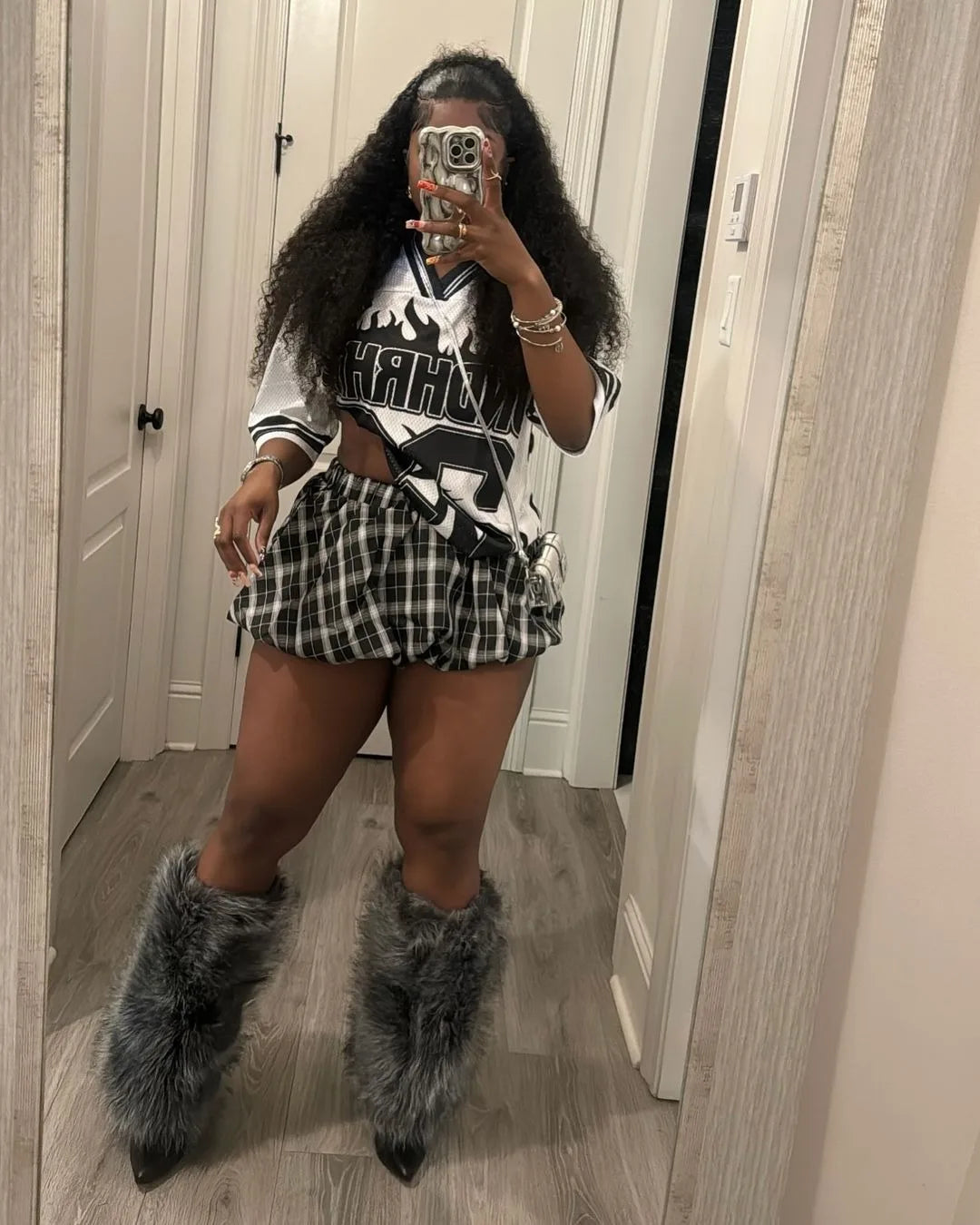 CMYAYA Autumn Bubble A-Line Basic Plaid Leopard High Waist Women's Bud Skirt Sweet Cute Sexy Casual 2024 Street Skirts Vacation