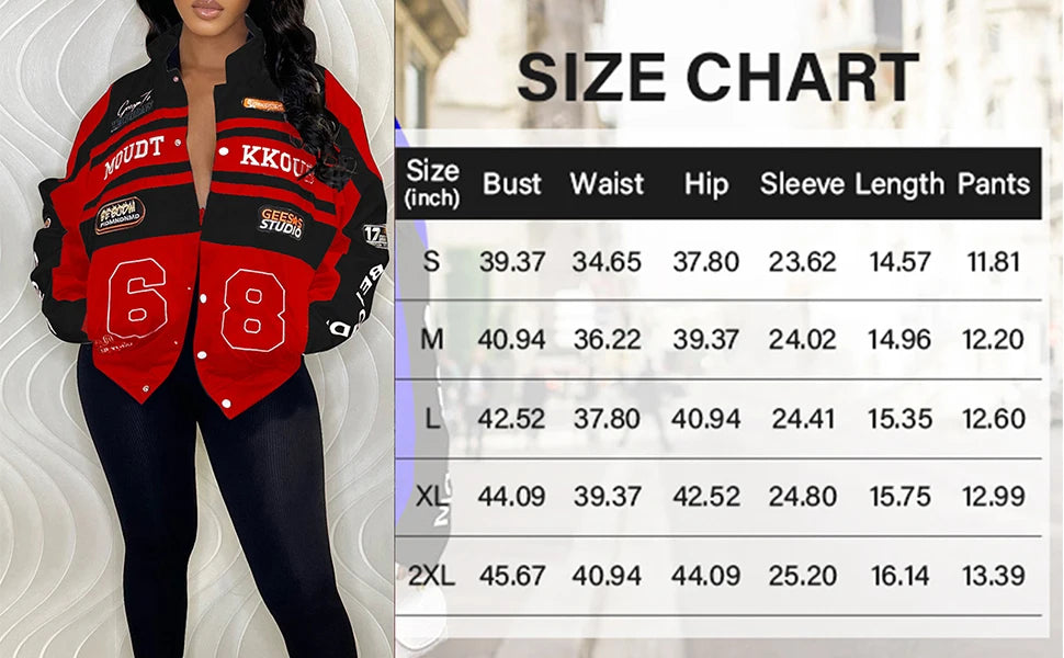 HLJ Letter Print Two Piece Outfits 2023 Autumn Winter Casual Sporty Baseball Coat Skirts Suits Detachable Buttons Y2k Streetwear