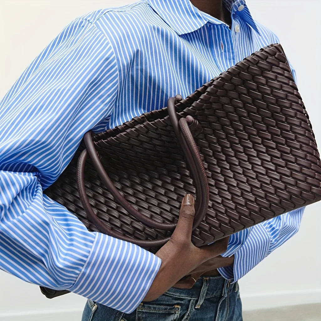 Luxury Handwoven Tote Bag- Elegant Women's Shoulder Purse, Spacious Multi-Functional Travel Bag for Daily Commute & Journeys