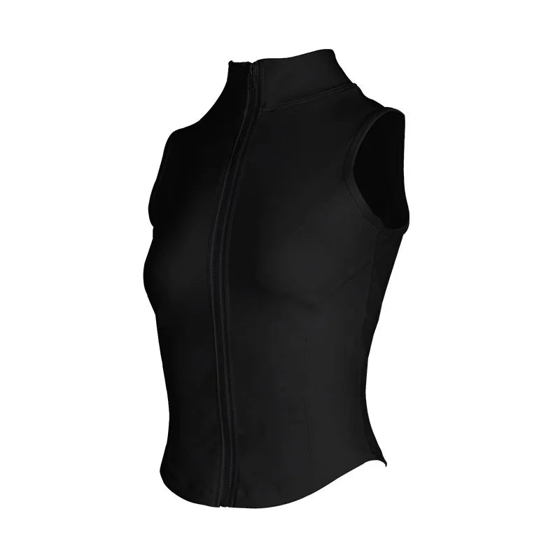 Customized LOGO Women's Outdoor Vest Yoga Suit Running Sports Riding Skinny Sleeveless Slim zipper Vest Tight Fitness Suit