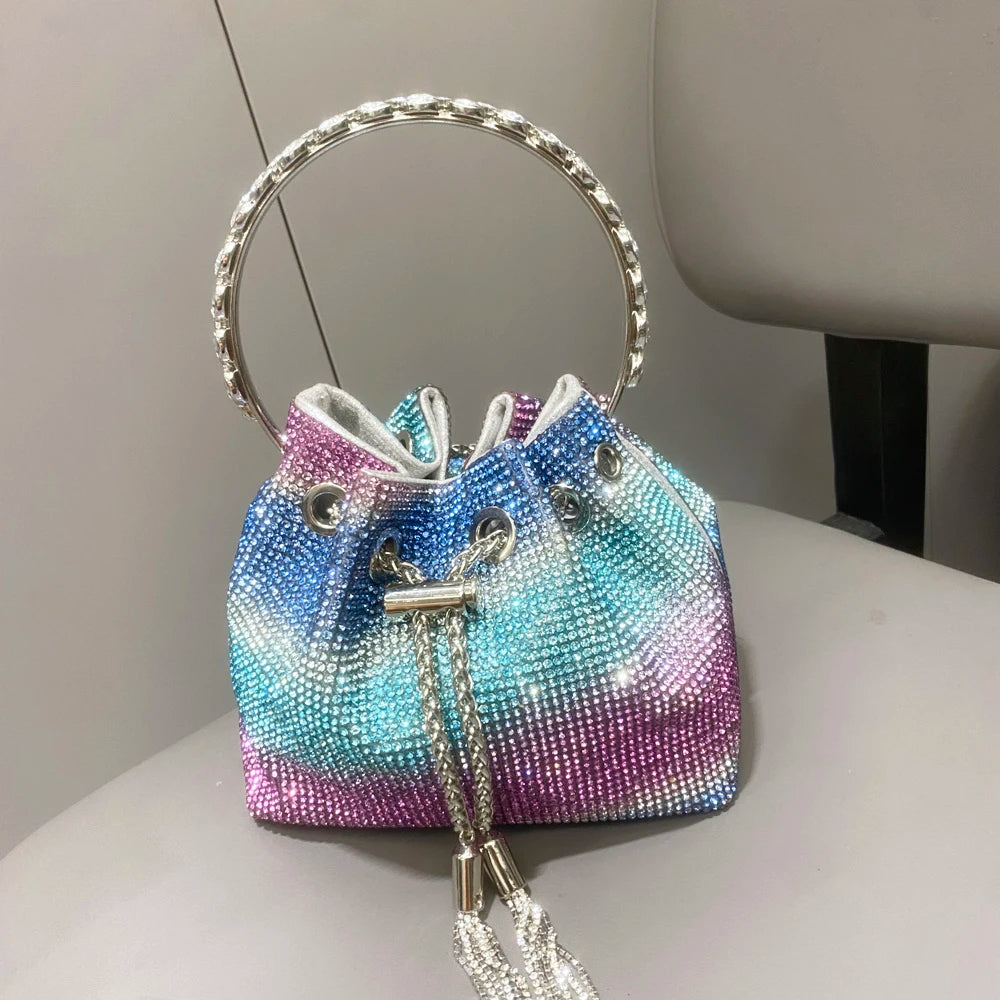 purses and handbags bags for women luxury Designer bucket clutch purse evening banquet bag Crystal rhinestone shoulder bags
