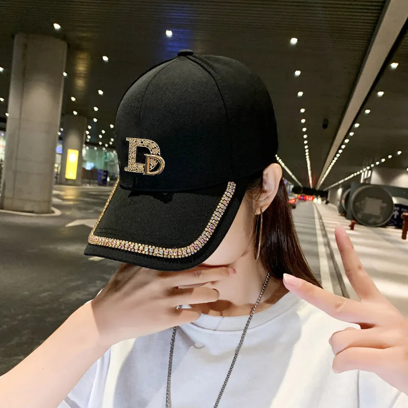 CNTANG 2024 Fashion Diamond D Letter Baseball Cap For Women Snapback Summer Outdoor Sun Protection Hat Autumn Casual Ladies Caps
