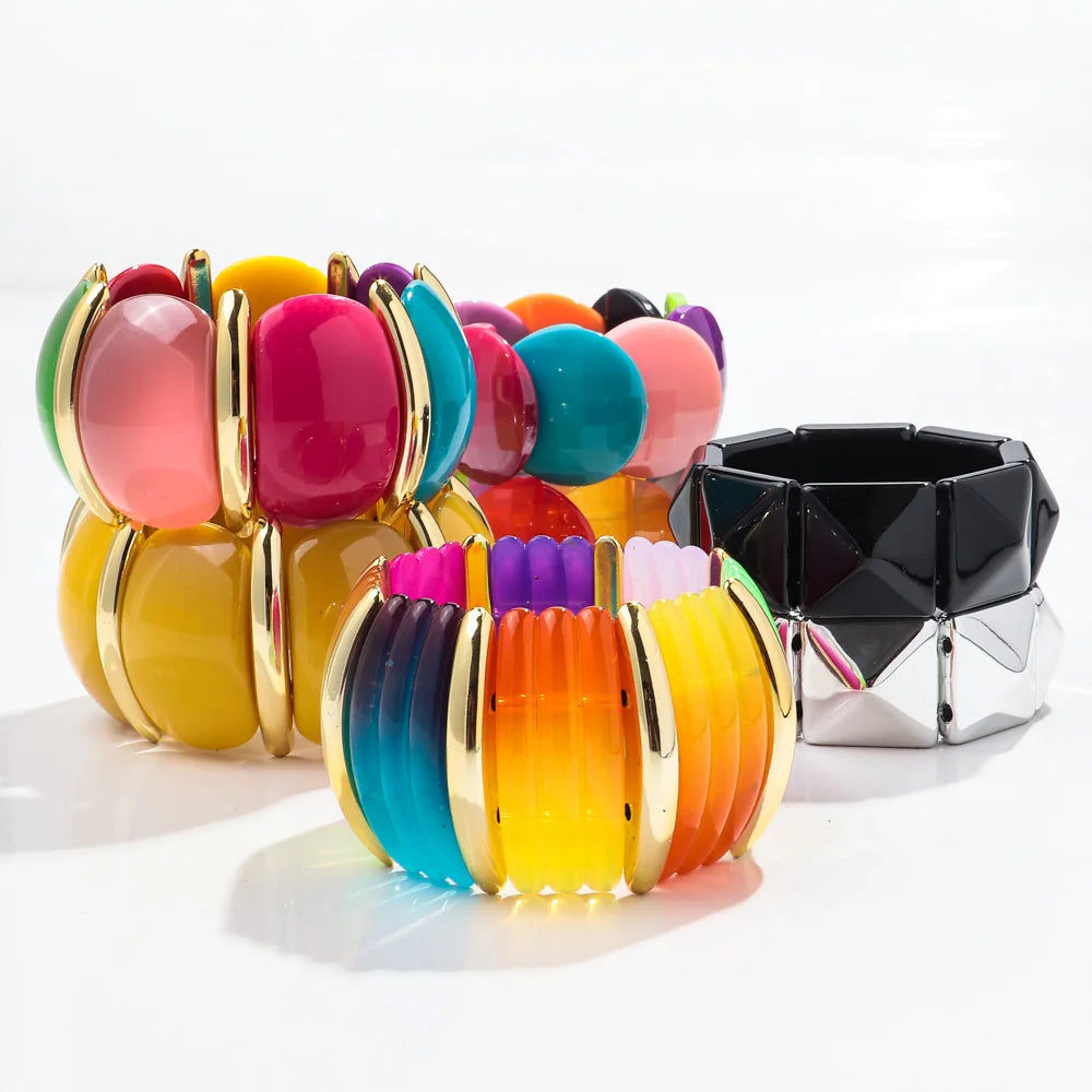 Vintage Acrylic Big Geometric irregular Bangles for Women Trendy Resin Wide Cuff Bangles Bracelets 2025 Fashion Jewelry