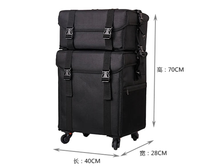 Multifunction Rolling Luggage Sets Spinner Multi-layer Trolley Suitcase with Wheels Women Oxford professional Cosmetic Case